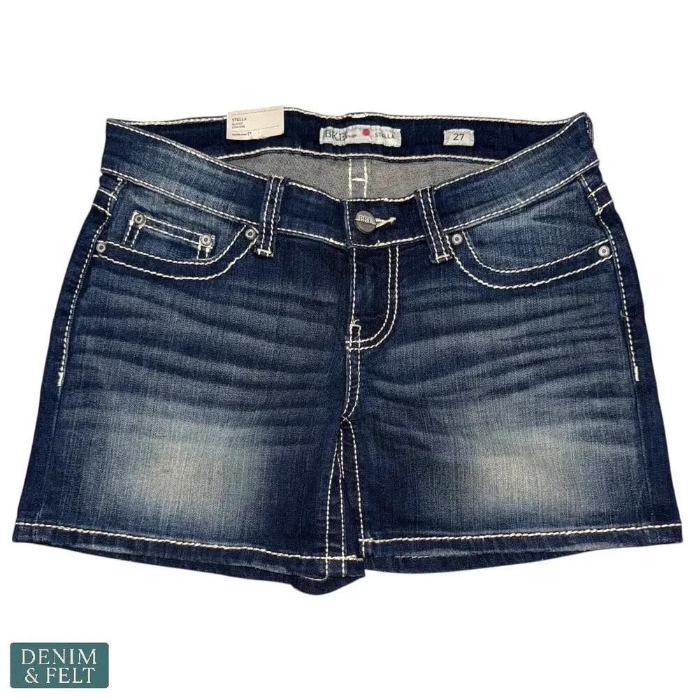 BKE‎ Stella Slim Fit Low Rise Denim Shorts Dark Wash Size 27 Casual Summer Jean